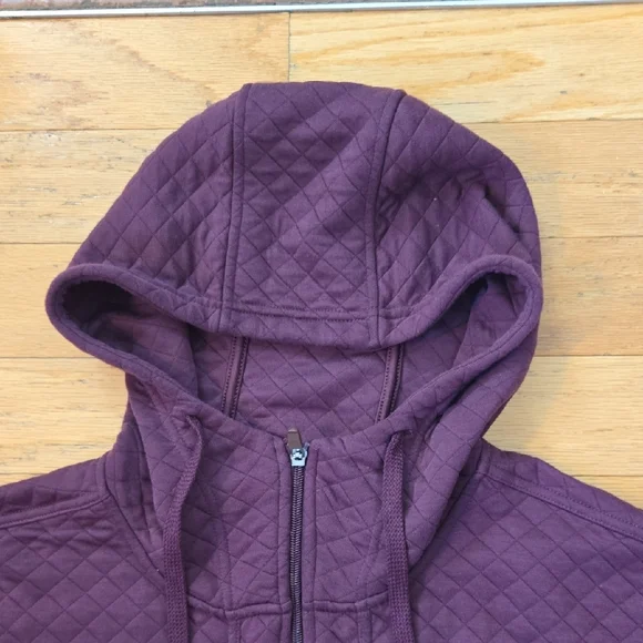 Athletic Works Womens Size Large Quilted Jacket With Hoodie Burgandy - Picture 2 of 11